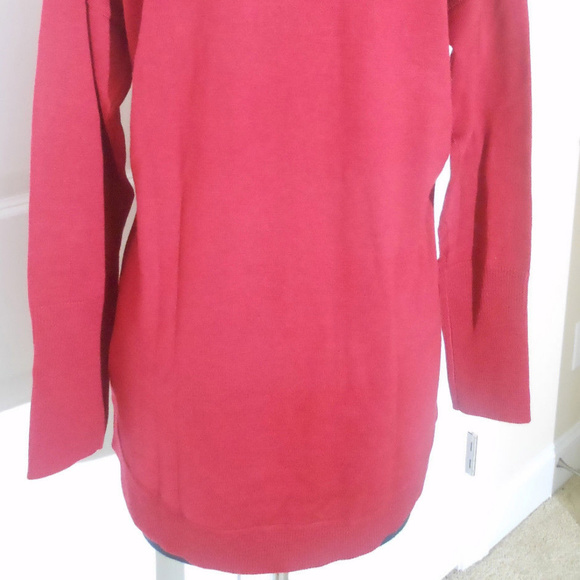 J CREW Merino Cotton Tunic Sweater M-P Ruby Red - Picture 6 of 8